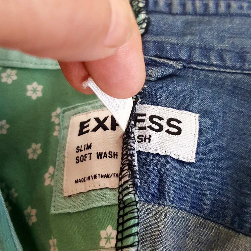 Express Multi Fabric 2 Toned Button Down 40/ M - image 4